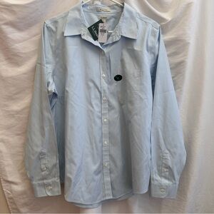 L.L. Bean Women’s NEW Sky Crystal Blue & white Pinstripe Dress Shirt size Large